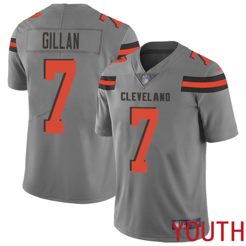 Cleveland Browns Jamie Gillan Youth Gray Limited Jersey #7 NFL Football Inverted Legend